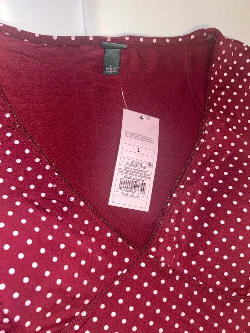 Wild Fable Polka Dot V-Neck Top Size L